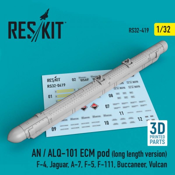 RS32-0419   AN / ALQ-101 ECM pod (long length version) (F-4, Jaguar, A-7, F-5, F-111, Buccaneer, Vulcan) (3D Printed) (1/32) (thumb76808)