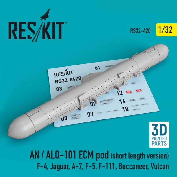RS32-0420   AN / ALQ-101 ECM pod (short length version) (F-4, Jaguar, A-7, F-5, F-111, Buccaneer, Vulcan) (3D Printed) (1/32) (thumb76810)