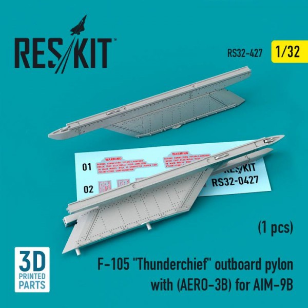 RS32-0427   F-105 "Thunderchief" outboard pylon with (AERO-3B) for AIM-9B (3D Printed) (1/32) (thumb76822)