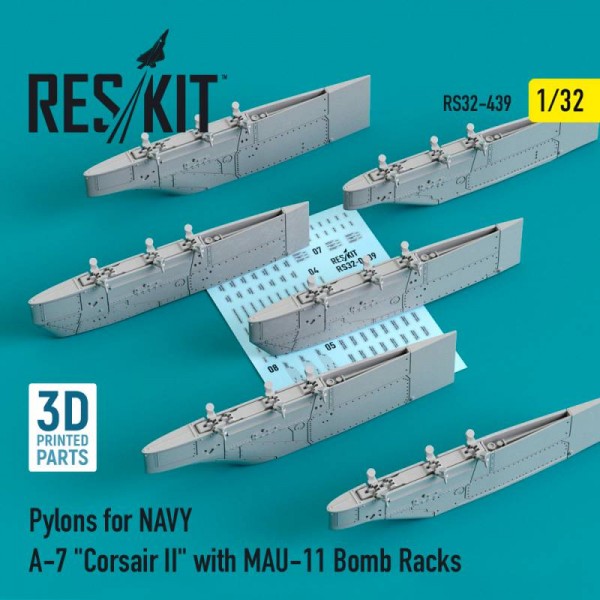 RS32-0439   Pylons for NAVY A-7 "Corsair II" with MAU-11 Bomb Racks (3D Printed) (1/32) (thumb76834)
