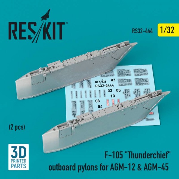 RS32-0444   F-105 "Thunderchief" outboard AGM-12 & AGM-45 pylons (2 pcs) (3D Printed) (1/32) (thumb76844)