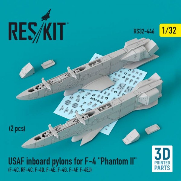 RS32-0446   USAF Inboard pylons for F-4 "Phantom II" (2 pcs) (F-4С, RF-4С, F-4D, F-4Е, F-4G, F-4F, F-4EJ) (3D Printed) (1/32) (thumb76848)
