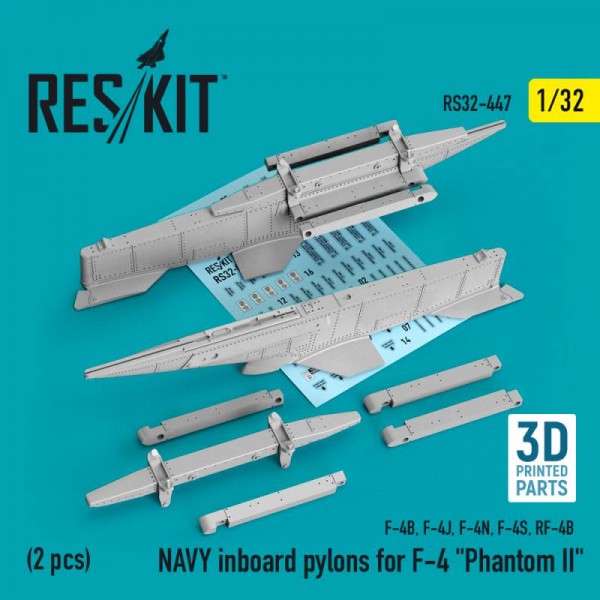 RS32-0447   NAVY inboard pylons for F-4 "Phantom II" (2 pcs) (F-4B, F-4J, F-4N, F-4S, RF-4B) (3D Printed) (1/32) (thumb76850)