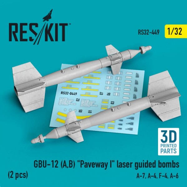 RS32-0449   GBU-12 (A,B) "Paveway I" laser guided bombs (2 pcs) (A-7, A-4, F-4, A-6) (3D Printed) (1/32) (thumb76852)