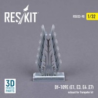 RSU32-0090   Bf-109E (E1,E3,E4,E7) exhaust for Trumpeter kit (3D Printed) (1/32) (attach1 76929)