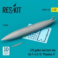 RSU32-0116   610 gallon fuel tank late for F-4 (F, G) "Phantom II" (3D Printed) (1/32) (thumb76956)