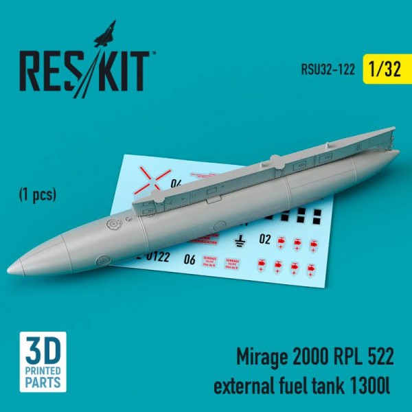 RSU32-0122   Mirage 2000 RPL 522 external fuel tank 1300lt (3D Printed) (1/32) (thumb76966)