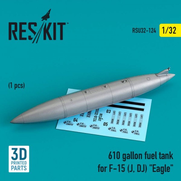 RSU32-0124   610 gallon fuel tank for F-15 (J, DJ) "Eagle" (3D Printed) (1/32) (thumb76970)