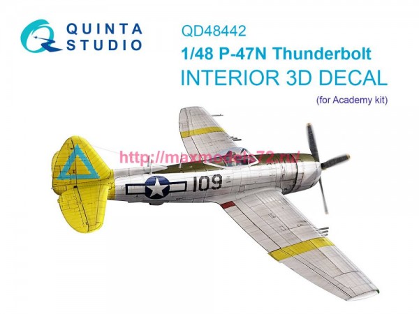 QD48442   3D Декаль интерьера кабины P-47N Thunderbolt (Academy) (thumb81206)