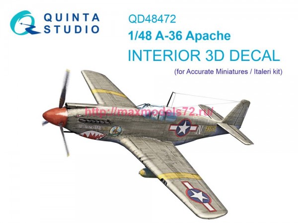 QD48472   3D Декаль интерьера кабины A-36 (Accurate Miniatures/Italeri) (thumb81240)