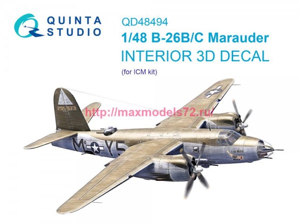 QD48494   3D Декаль интерьера кабины B-26B/C Marauder (ICM) (thumb82195)