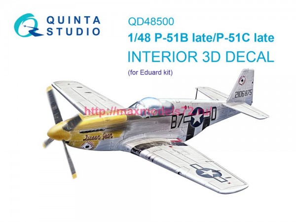 QD48500   3D Декаль интерьера кабины P-51B late/P-51C Late (Eduard) (thumb82200)