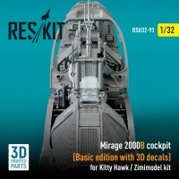 RSU32-0093   Mirage 2000B cockpit (Basic edition with 3D decals)  for Kitty Hawk / Zimimodel kit (3D Printed) (1/32) (attach2 79486)