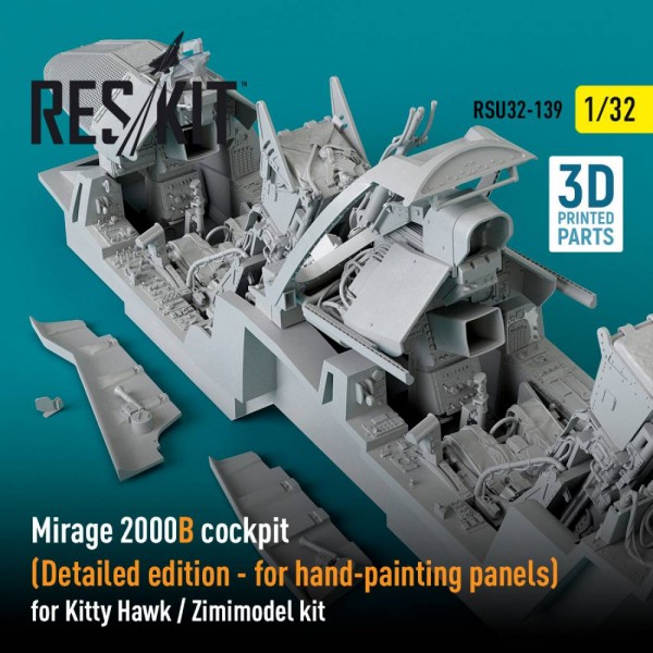 RSU32-0139   Mirage 2000B cockpit (Detailed edition) for Kitty Hawk / Zimimodel kit  (3D Printed) (1/32) (thumb79505)