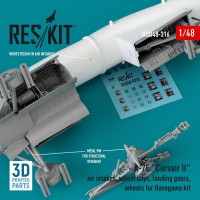 RSU48-0316   A-7E «Corsair II» air intakes, wheel bays, landing gears, wheels for Hasegawa kit (3D Printed) (1/48) (attach2 79555)