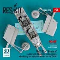 RSU48-0329   OV-10D+ «Bronco» Cockpit, landing gears, wheels bay and weighted wheels set for ICM kit (3d Printed) (1/48) (attach2 79567)