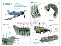 QD48476   3D Декаль интерьера кабины F4U-2 Corsair (Hobby Boss) (attach3 82190)