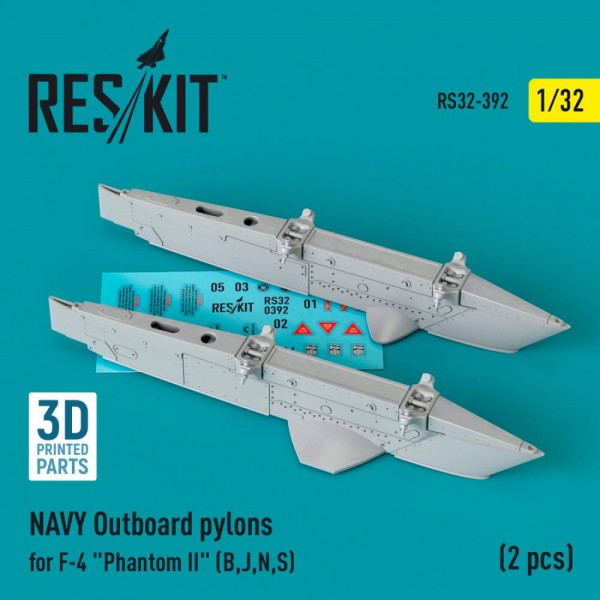 RS32-0392   NAVY Outboard pylons for F-4 "Phantom II" (B,J,N,S) (2 pcs) (3D Printed) (1/32) (thumb79473)