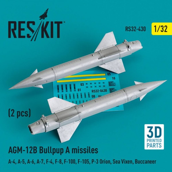 RS32-0430   AGM-12B Bullpup A missiles (2 pcs) (A-4, A-5, A-6, A-7, F-4, F-8, F-100, F-105, P-3 Orion, Sea Vixen, Buccaneer) (3D Printed) (1/32) (thumb79477)