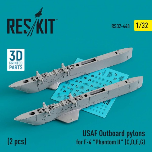 RS32-0448   USAF Outboard pylons for F-4 «Phantom II» (C,D,E,G) (2 pcs) (3D Printed) (1/32) (thumb79479)