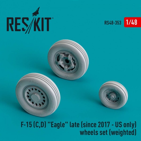 RS48-0353   F-15 (C,D) "Eagle" late (since 2017 - US only) wheels set (weighted) (Resin & 3D Printed) (1/48) (thumb79526)