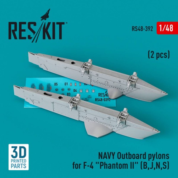 RS48-0392   NAVY Outboard pylons for F-4 "Phantom II" (B,J,N,S) (2 pcs) (3D Printed) (1/48) (thumb79528)