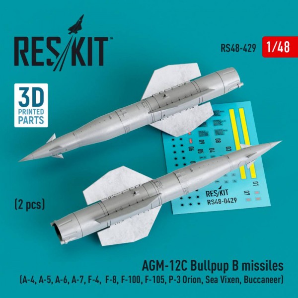 RS48-0429   AGM-12C Bullpup B missiles (2 pcs) (A-4, A-5, A-6, A-7, F-4, F-8, F-100, F-105, P-3 Orion, Sea Vixen, Buccaneer) (3D Printed) (1/48) (thumb79530)