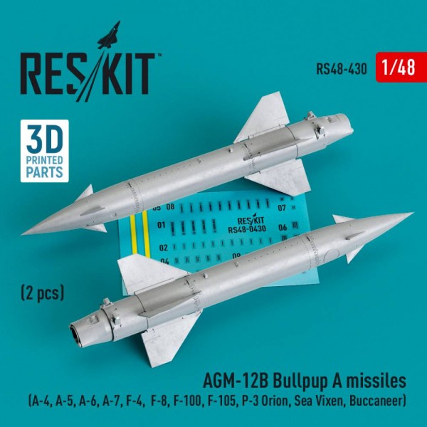RS48-0430   AGM-12B Bullpup A missiles (2 pcs) (A-4, A-5, A-6, A-7, F-4, F-8, F-100, F-105, P-3 Orion, Sea Vixen, Buccaneer) (3D Printed) (1/48) (thumb79532)