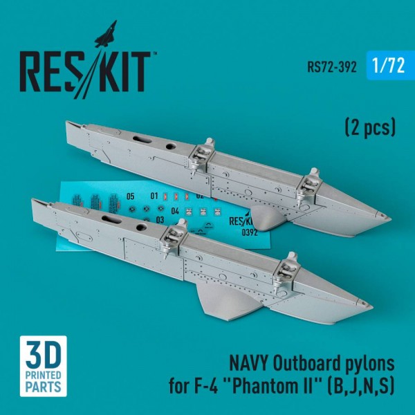 RS72-0392   NAVY Outboard pylons for F-4 «Phantom II» (B,J,N,S) (2 pcs) (3D Printed) (1/72) (thumb79590)