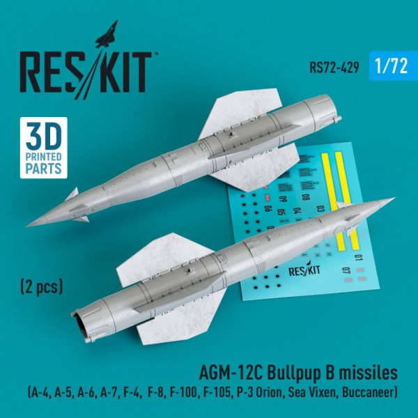 RS72-0429   AGM-12C Bullpup B missiles (2 pcs) (A-4, A-5, A-6, A-7, F-4, F-8, F-100, F-105, P-3 Orion, Sea Vixen, Buccaneer) (3D Printed) (1/72) (thumb79594)