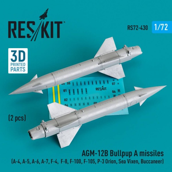 RS72-0430   AGM-12B Bullpup A missiles (2 pcs) (A-4, A-5, A-6, A-7, F-4, F-8, F-100, F-105, P-3 Orion, Sea Vixen, Buccaneer) (3D Printed) (1/72) (thumb79596)
