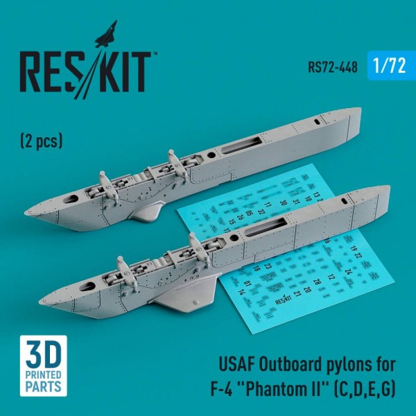 RS72-0448   USAF Outboard pylons for F-4 "Phantom II" (C,D,E,G) (2 pcs) (3D Printed) (1/72) (thumb79598)