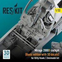 RSU32-0093   Mirage 2000B cockpit (Basic edition with 3D decals)  for Kitty Hawk / Zimimodel kit (3D Printed) (1/32) (attach1 79486)