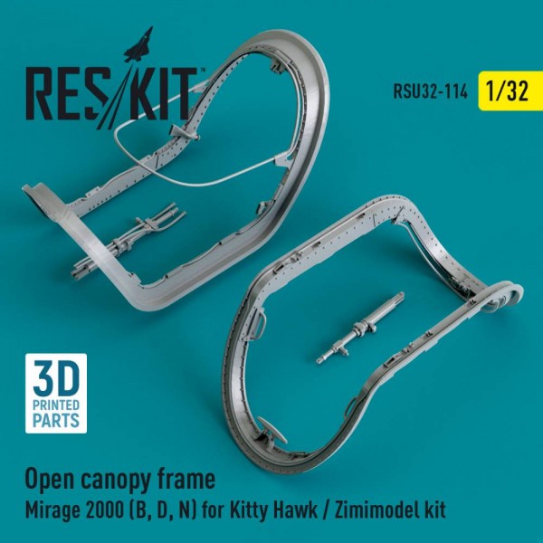 RSU32-0114   Open canopy frame Mirage 2000 (B,D,N) for Kitty Hawk / Zimimodel kit (3D Printed) (1/32) (thumb79501)