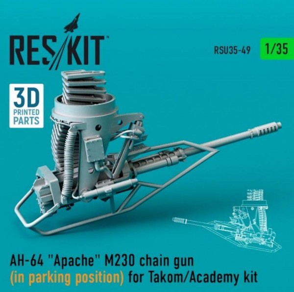RSU35-0049   AH-64 "Apache" M230 chain gun (in parking position) for Takom/Academy kit (3D Printed) (1/35) (thumb79442)
