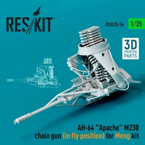RSU35-0056   AH-64 «Apache» M230 chain gun (in fly position) for Meng kit (3D Printed) (1/35) (thumb79446)