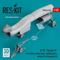RSU48-0316   A-7E «Corsair II» air intakes, wheel bays, landing gears, wheels for Hasegawa kit (3D Printed) (1/48) (attach1 79555)