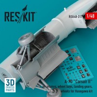 RSU48-0317   A-7D «Corsair II» air intakes, wheel bays, landing gears, wheels for Hasegawa kit (3D Printed) (1/48) (attach1 79559)