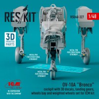 RSU48-0327   OV-10A «Bronco» cockpit, landing gears, wheels bay and weighted wheels set for ICM kit (3D Printed) (1/48) (attach1 79563)