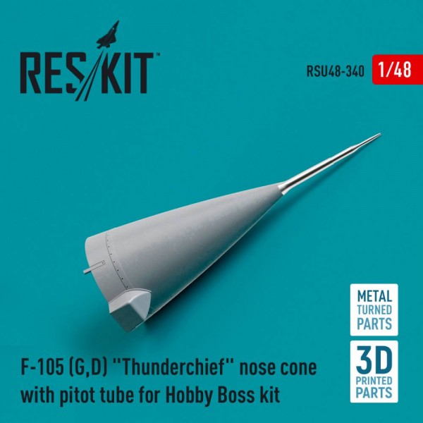 RSU48-0340   F-105 (G,D) "Thunderchief" nose cone with pitot tube for HobbyBoss kit (Metal & 3D Printed) (1/48) (thumb79571)