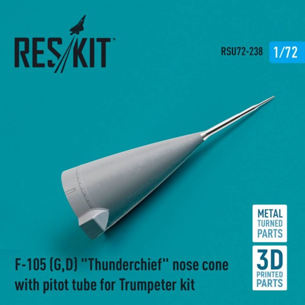 RSU72-0238   F-105 (G,D) "Thunderchief" nose cone with pitot tube for Trumpeter kit (Metal & 3D Printed) (1/72) (thumb79608)