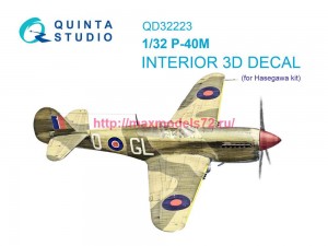 QD32223   3D Декаль интерьера кабины P-40M (Hasegawa) (thumb82878)