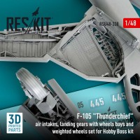 RSU48-0338   F-105 «Thunderchief» air intakes, landing gears with wheels bays and weighted wheels set for Hobby Boss kit (3D Printed) (1/48) (attach3 83805)