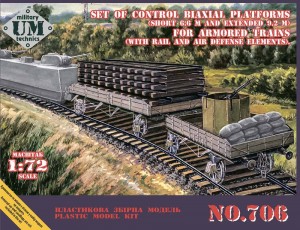 UMT706   Set of control biaxial platforms (short 6.6 m and extended 9.2 m) for armored trains (with rail and air defense elements) (thumb82459)