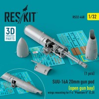 RS32-0468   SUU-16A 20mm gun pod (open gun bay) wings mounting for F-4 "Phantom II" (C,D)  (1 pcs) (3D Printed) (1/32) (thumb83598)