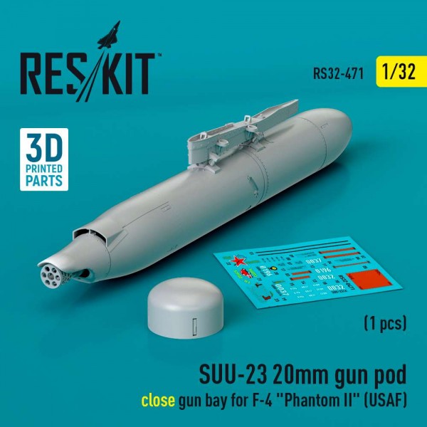 RS32-0471   SUU-23 20mm gun pod (close gun bay) for F-4 "Phantom II" (USAF) (1 pcs) (3D Printed) (1/32) (thumb83606)