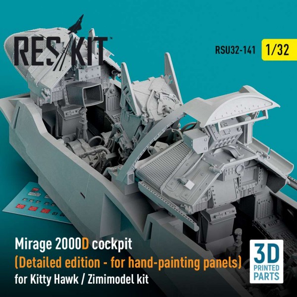 RSU32-0141   Mirage 2000D cockpit (Detailed edition) for Kitty Hawk / Zimimodel kit (3D Printed) (1/32) (thumb83656)