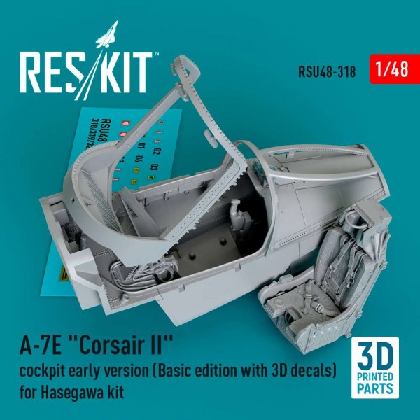 RSU48-0318   A-7E "Corsair II" cockpit early version (Basic edition with 3D decals) for Hasegawa kit (3D Printed) (1/48) (thumb83793)