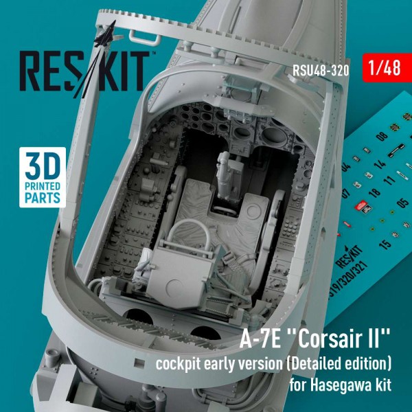 RSU48-0320   A-7E "Corsair II" cockpit early version (Detailed edition) for Hasegawa kit (3D Printed) (1/48) (thumb83799)