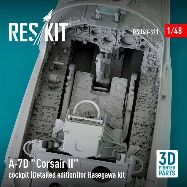 RSU48-0321   A-7D «Corsair II» cockpit (Detailed edition) for Hasegawa kit (3D Printed) (1/48) (thumb83802)